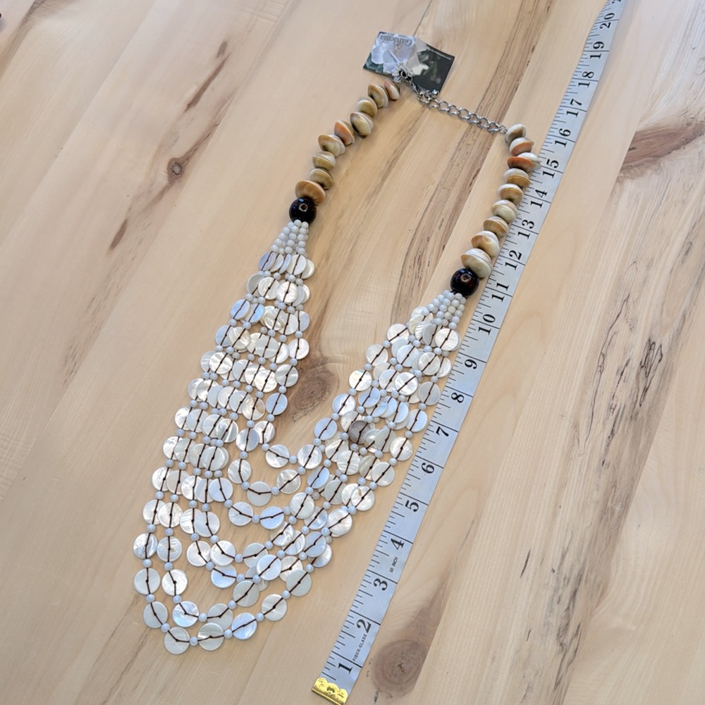 Gardenia Jewelry NEW Freshwater Pearl Mother of Pearl Stone Wood Shell Necklace - Picture 3 of 6